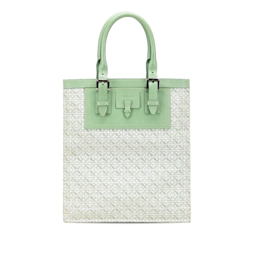 Loewe Anagram Canvas Tote Green Canvas Very good condition - Front View