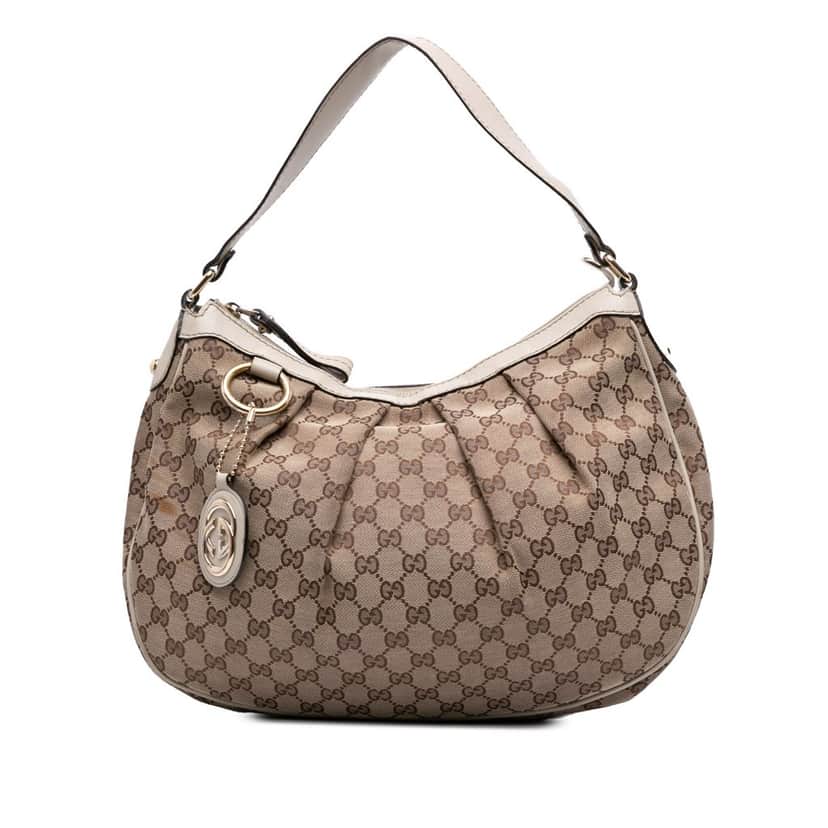 Gucci Medium GG Canvas Sukey Shoulder Bag Brown Canvas Good condition - Front View