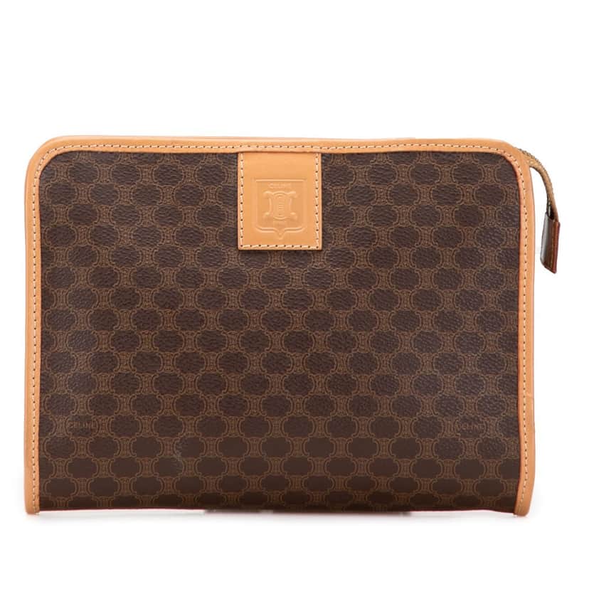 Celine Macadam Coated Canvas Clutch Brown Canvas Very good condition - Front View