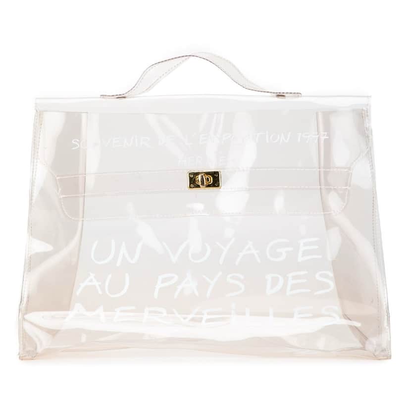 Hermès Vinyl Souvenir De L Exposition Kelly Handbag White Good condition - Front View