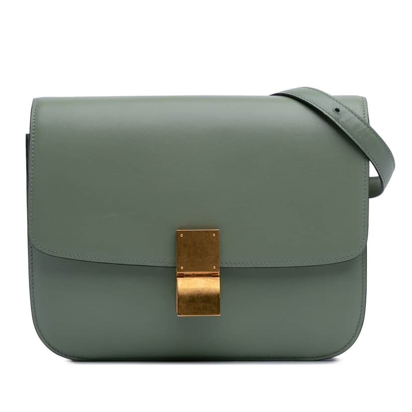 Celine Medium Calfskin Classic Box Green Leather Good condition - Front View