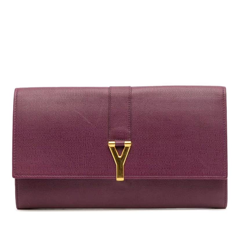 Yves Saint Laurent Leather Chyc Ligne Travel Wallet Purple Leather Good condition - Front View