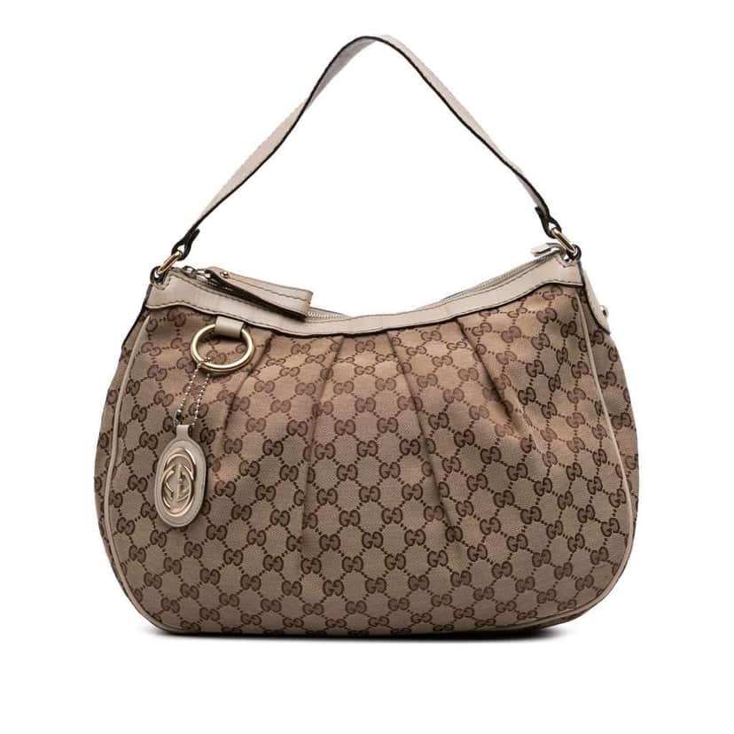 Gucci Medium GG Canvas Sukey Shoulder Bag Brown Canvas Good condition - Front View