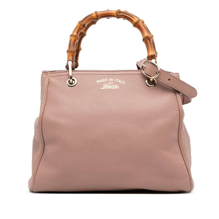 Gucci Small Calfskin Bamboo Shopper Satchel Brown Leather Good condition - Front View