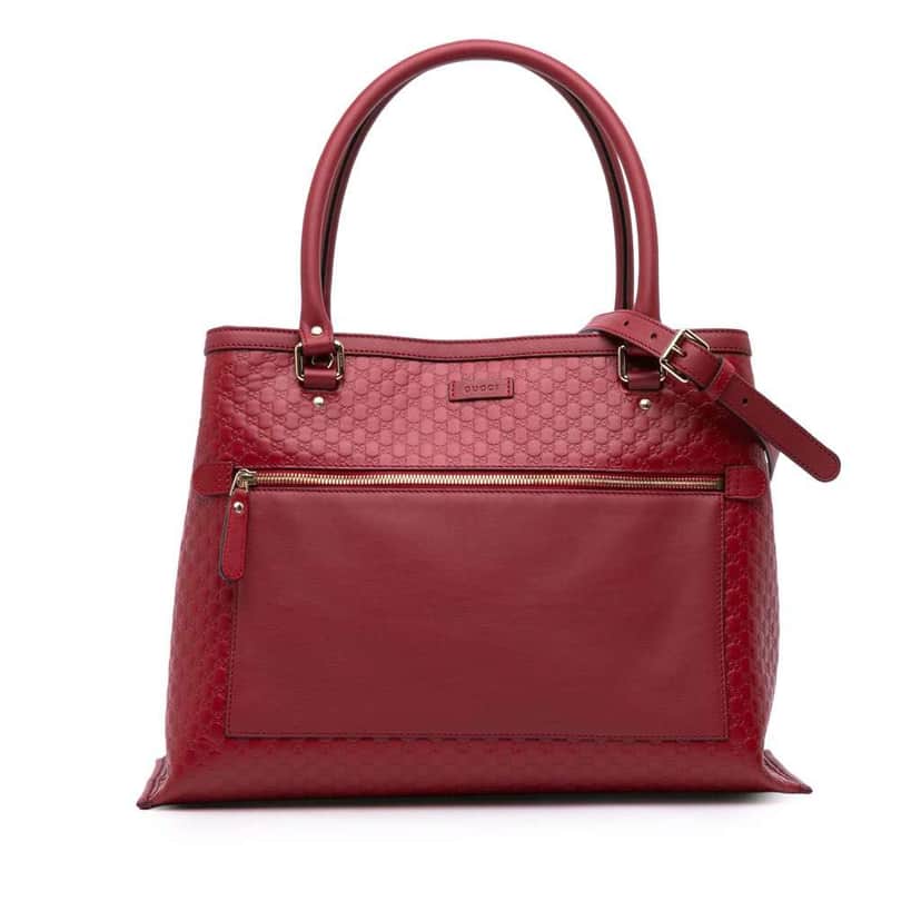 Gucci Large Soft Microguccissima Satchel Red Leather Good condition - Front View