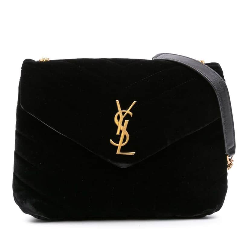 Saint Laurent Small Matelasse Velvet Monogram LouLou Crossbody Black Velvet Good condition - Front View