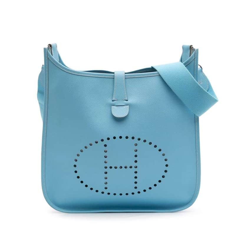 Hermès Clemence Evelyne III 33 Blue Leather Good condition - Front View