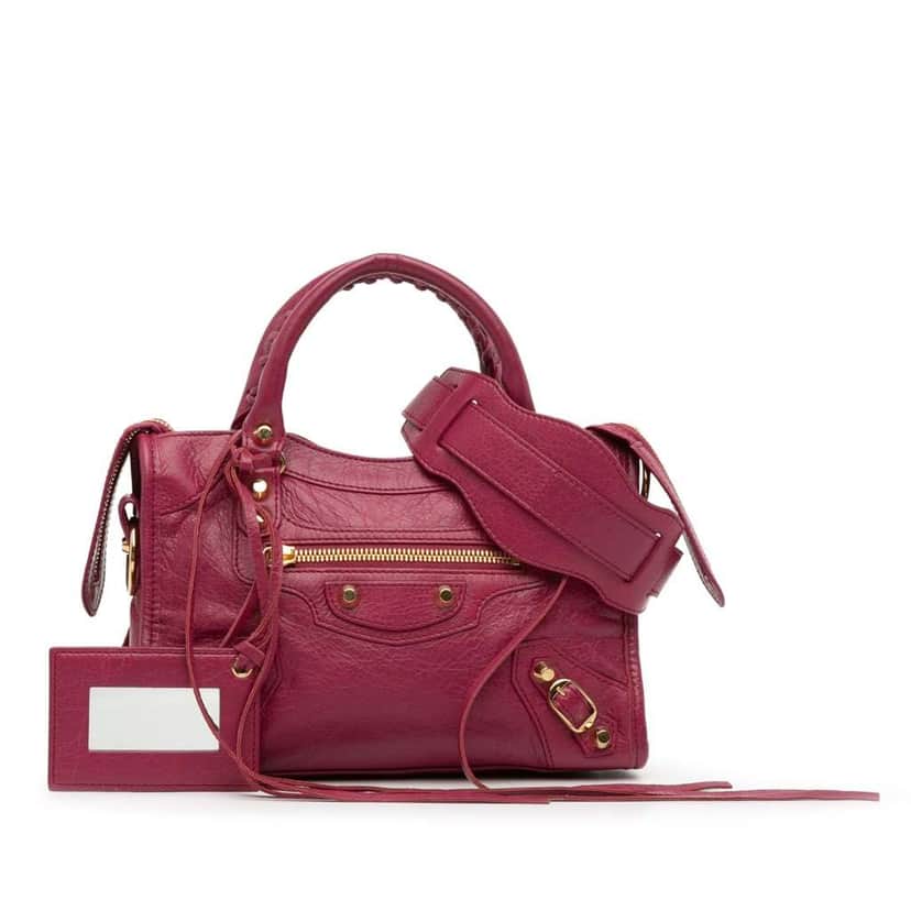 Balenciaga Mini Lambskin Motocross Classic City Satchel Pink Leather Good condition - Front View