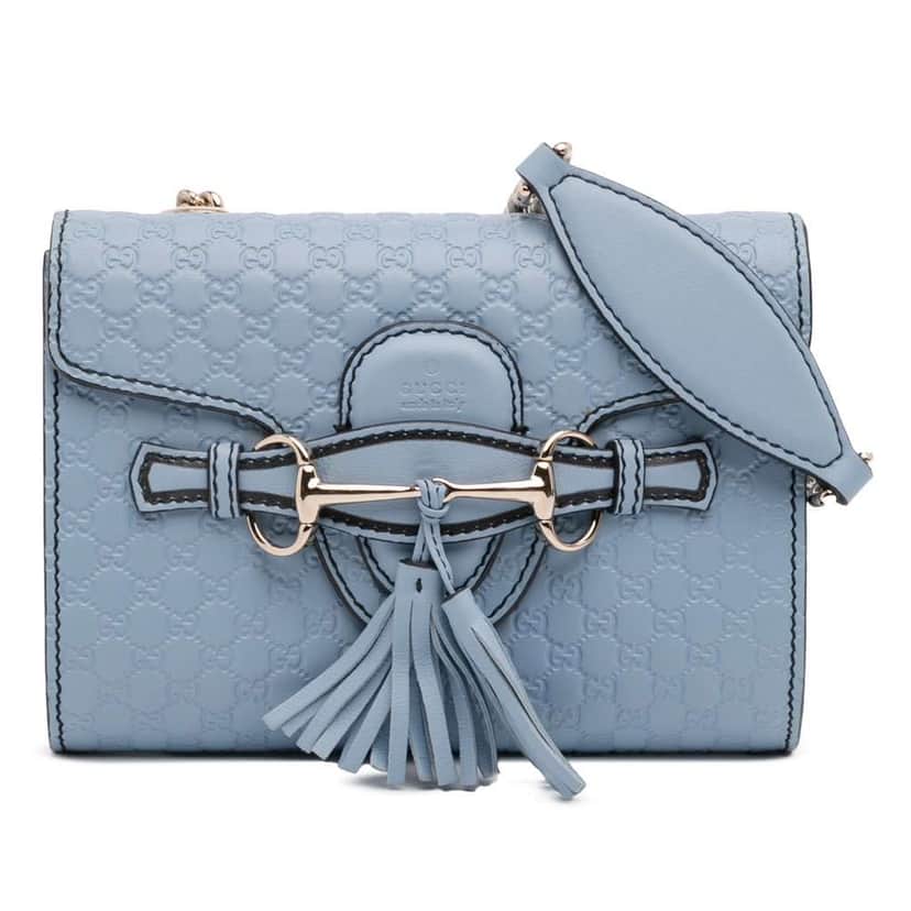 Gucci Mini Microguccissima Emily Crossbody Blue Leather Good condition - Front View