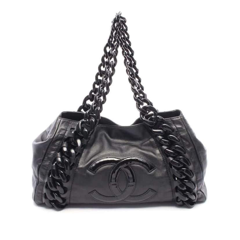 Chanel CC Calfskin Modern Chain Rhodoid East West Tote Black Leather Good condition - Front View