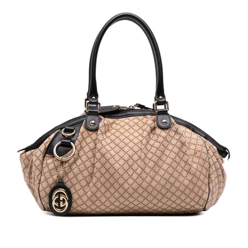 Gucci Diamante Canvas Sukey Satchel Brown Canvas Good condition - Front View