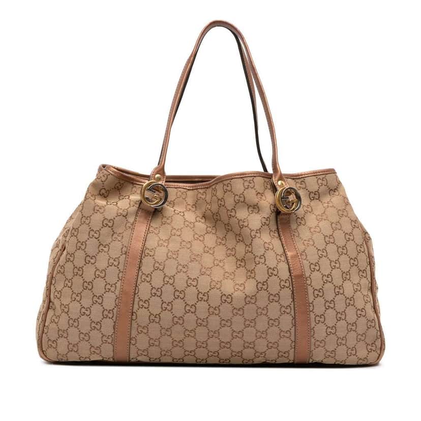 Gucci Large GG Canvas Twins Tote Brown Canvas Good condition - Front View