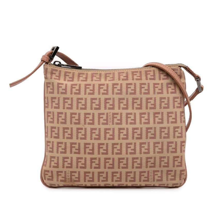 Fendi Zucchino Canvas Crossbody Brown Canvas Good condition - Front View