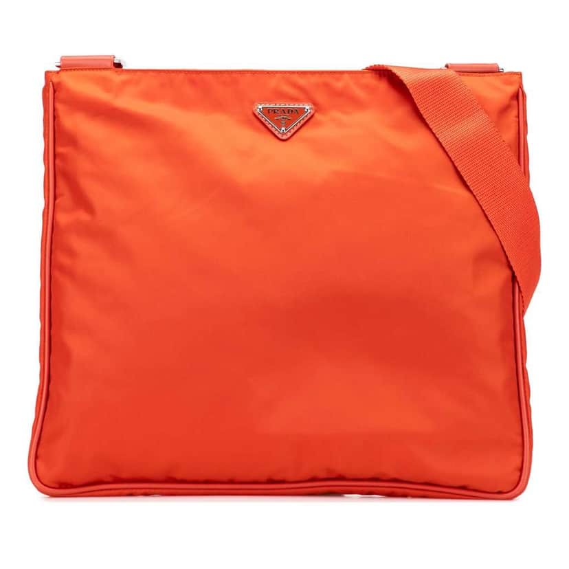 Prada Tessuto Zip Top Crossbody Orange Good condition - Front View