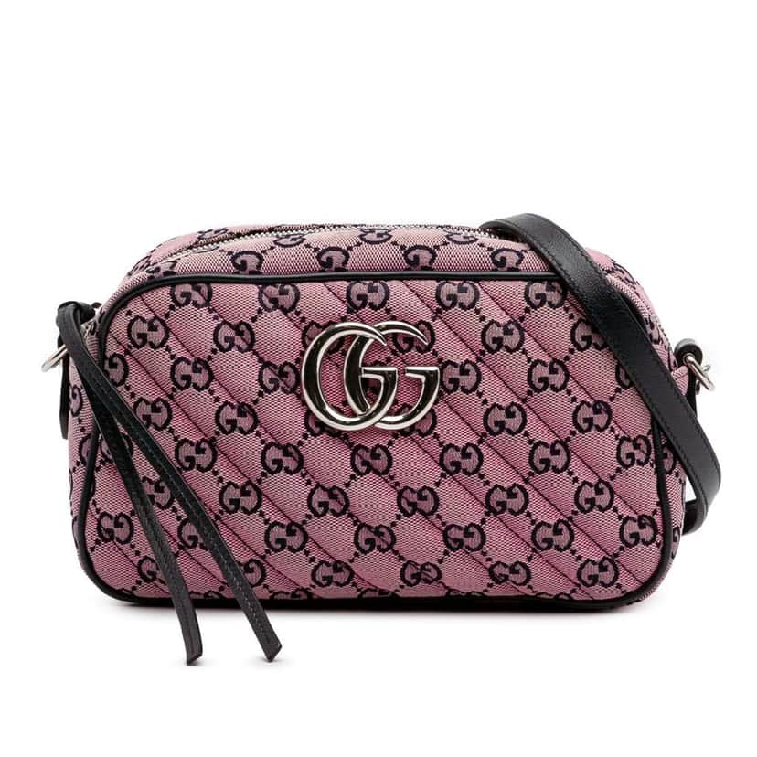 Gucci Small GG Marmont Matelasse Canvas Crossbody Pink Canvas Good condition - Front View