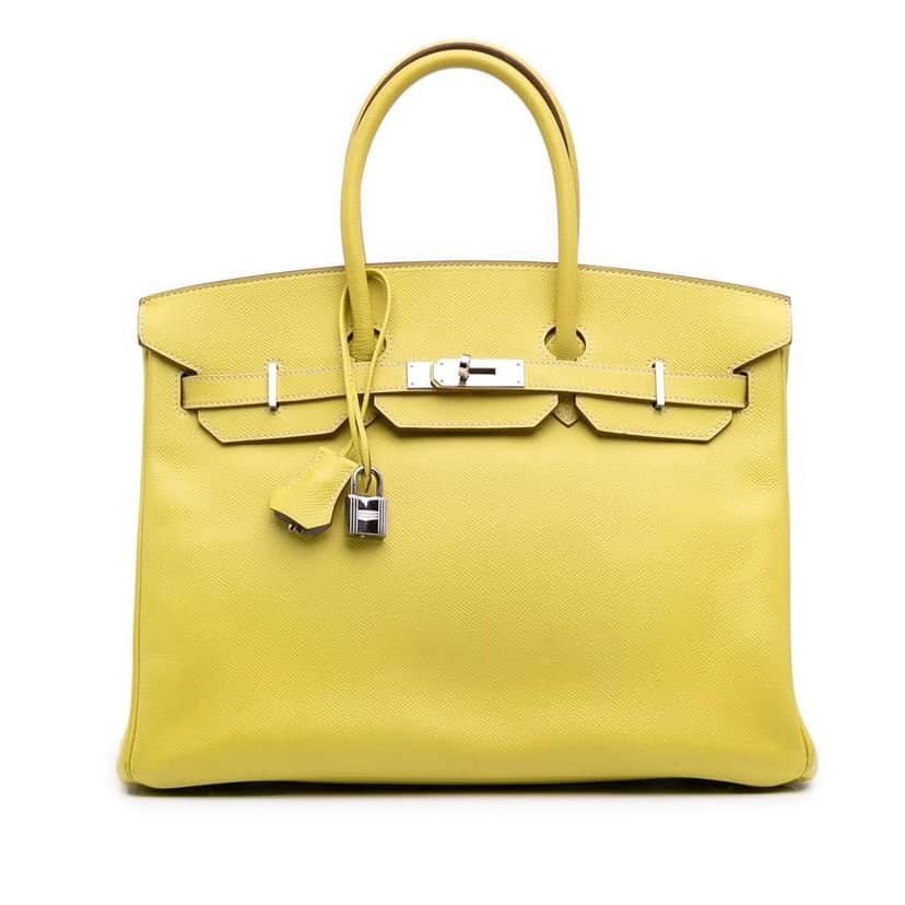 Hermès Epsom Birkin Retourne 35 Yellow Leather Good condition - Front View