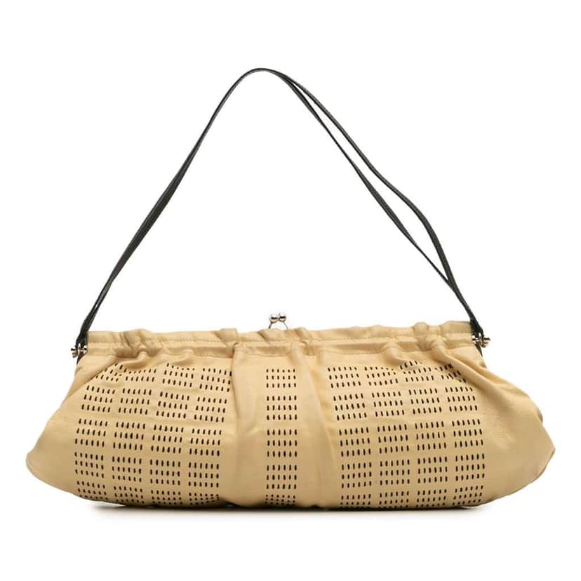 Miu Miu Leather Kiss Lock Shoulder Bag Brown Leather Good condition - Front View