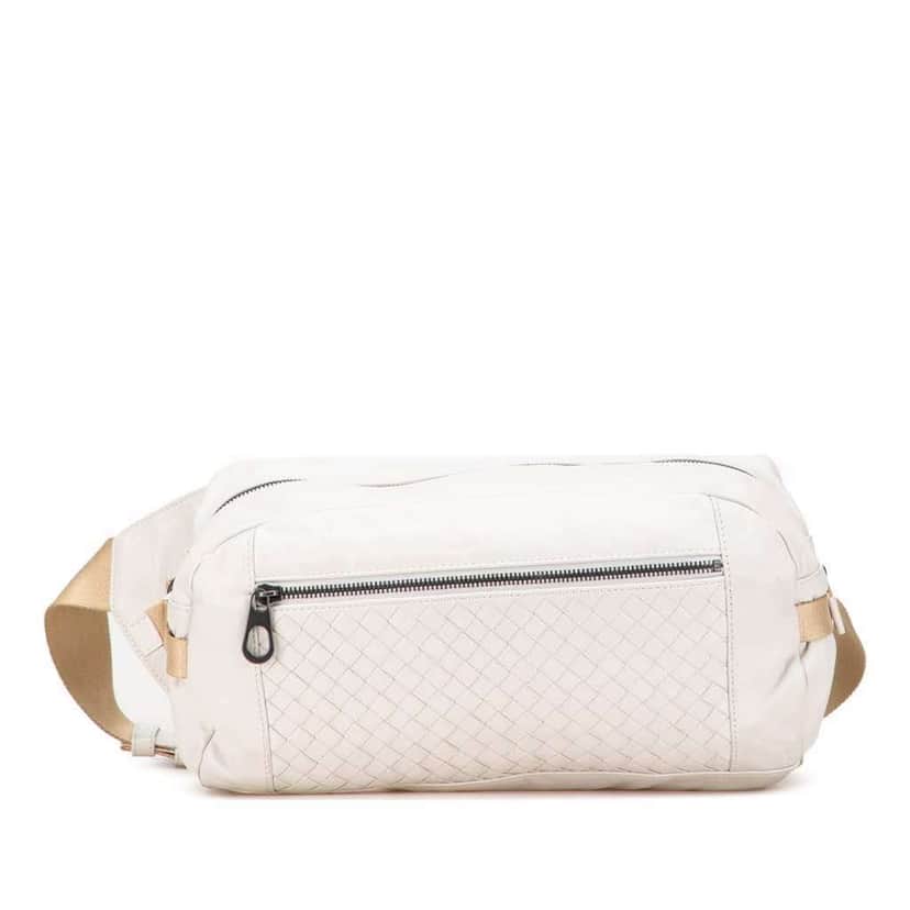 Bottega Veneta Leather Intrecciato Belt Bag White Leather Good condition - Front View