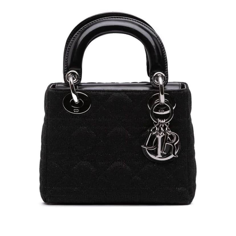 Dior Mini Knit Cannage Lady Dior Black Wool Good condition - Front View