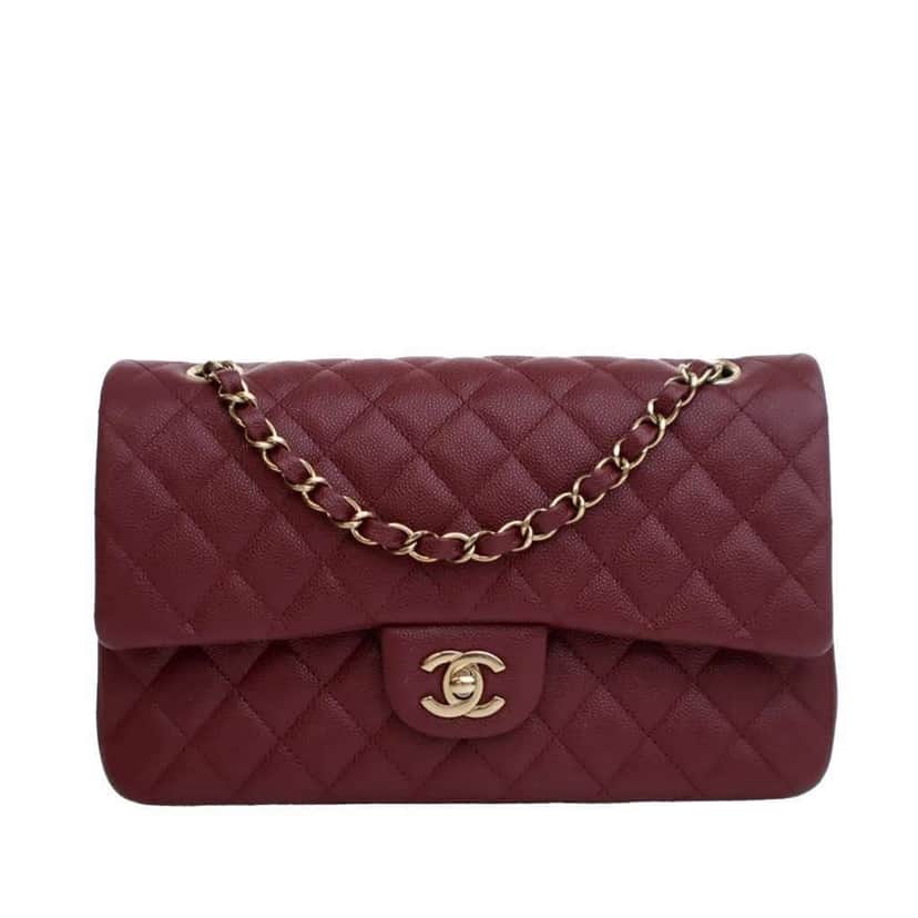 Chanel Medium Classic Caviar Double Flap Red Leather Good condition - Front View