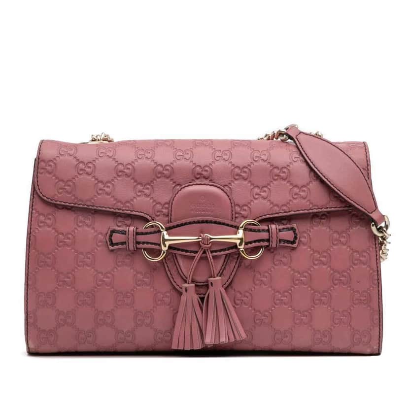 Gucci Medium Guccissima Emily Shoulder Bag Pink Leather Good condition - Front View