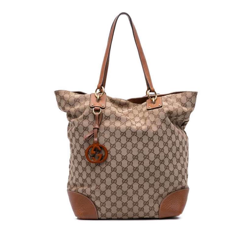 Gucci Large GG Canvas GG Charm Tote Brown Canvas Good condition - Front View