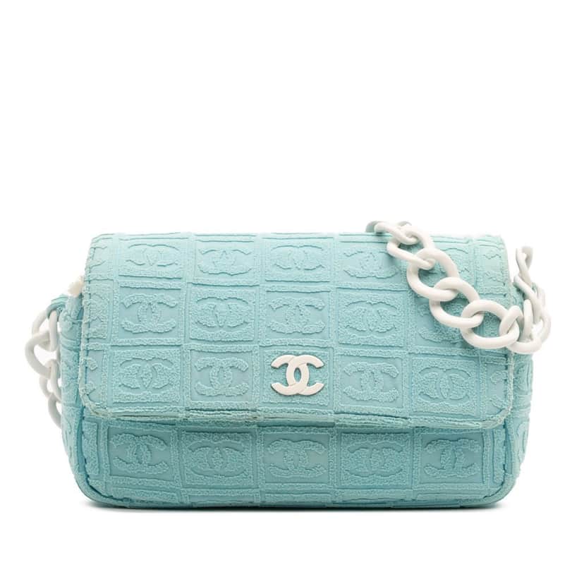 Chanel Terry Cloth Sport Line Flap Blue Cotton Good condition - Front View