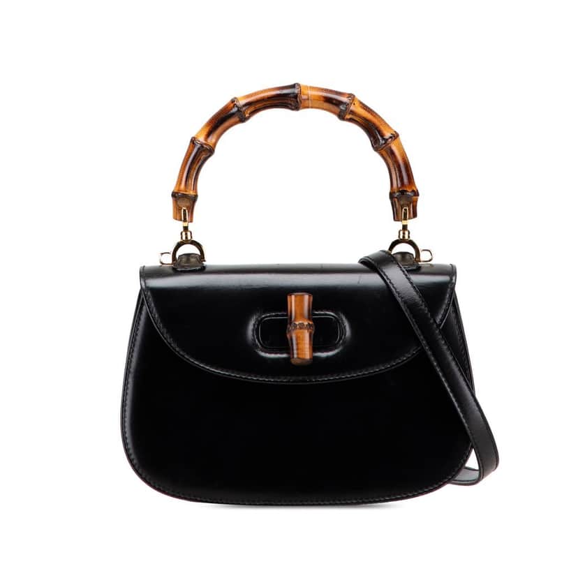 Gucci Calfskin Bamboo Night Black Leather Good condition - Front View