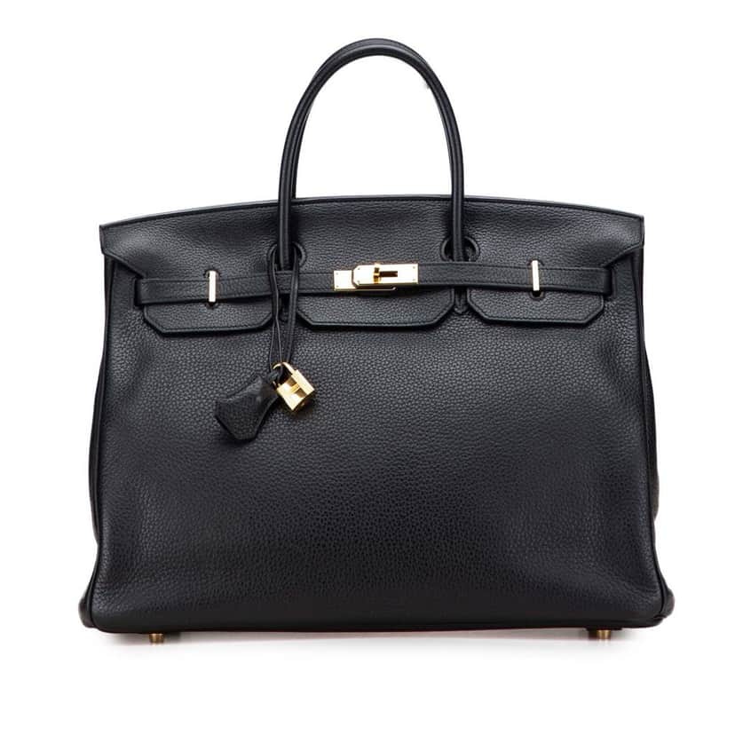 Hermès Clemence Birkin Retourne 40 Black Leather Good condition - Front View