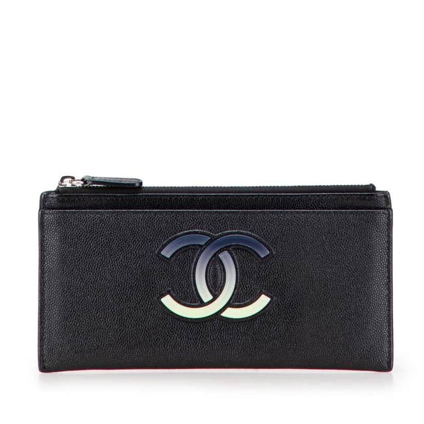 Chanel CC Caviar Classic Zip Pouch Black Leather Good condition - Front View