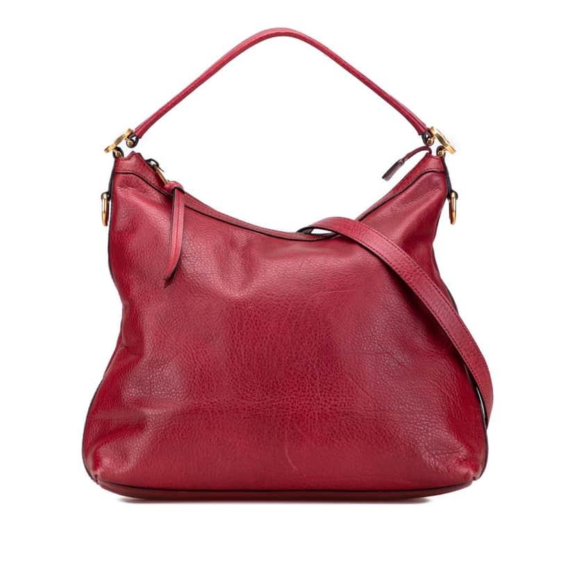 Gucci Small Grained Calfskin Miss GG Satchel Red Leather Good condition - Front View
