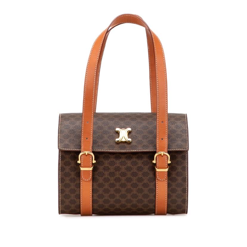 Celine Macadam Coated Canvas Triomphe Blason Handbag Brown Canvas Good condition - Front View