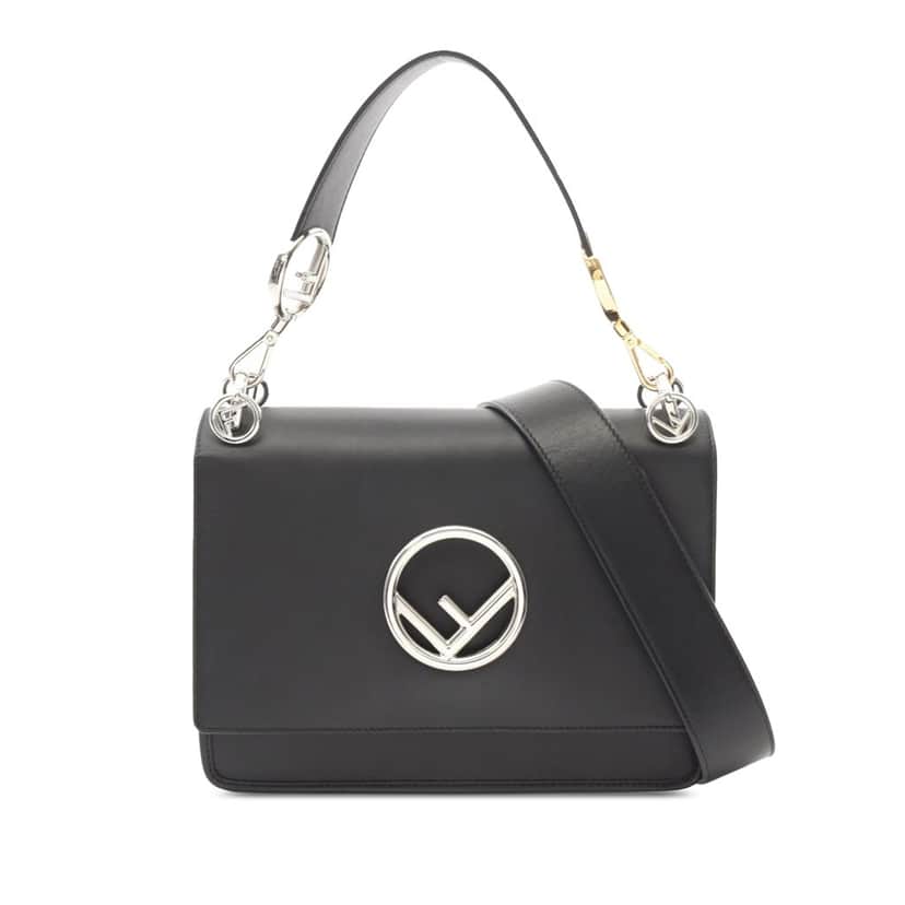 Fendi Smooth Leather Kan I F Satchel Black Leather Good condition - Front View