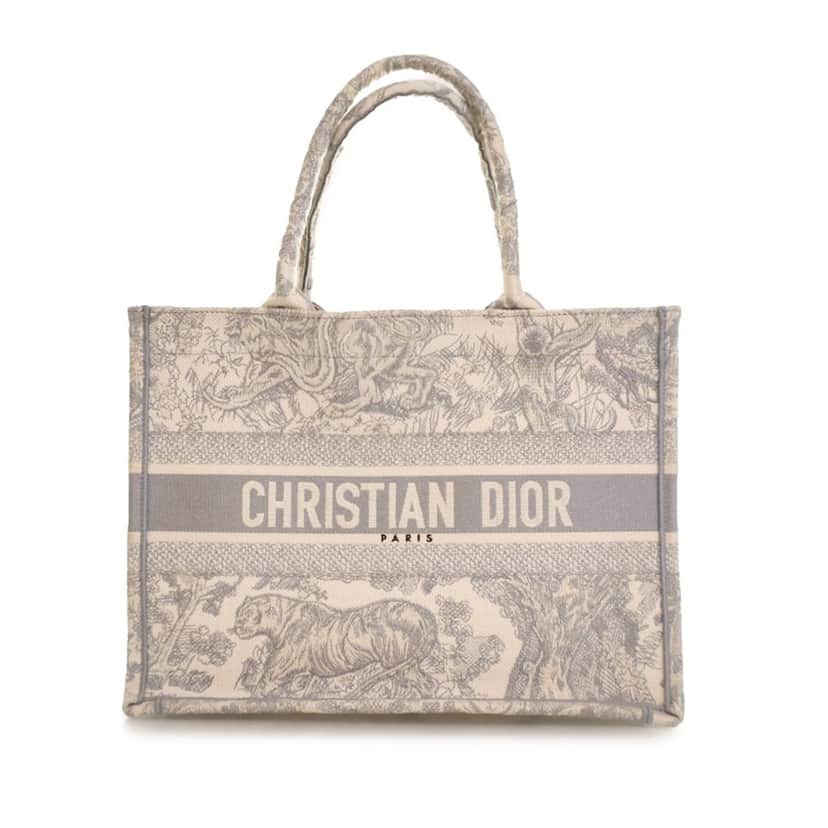 Dior Medium Toile de Jouy Reverse Embroidered Canvas Book Tote Grey Canvas Good condition - Front View