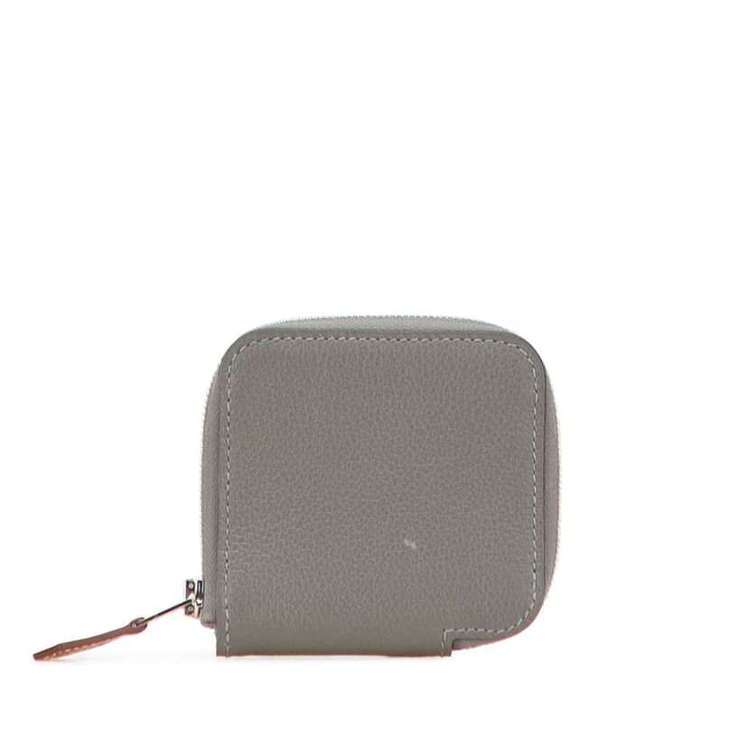 Hermès Mini Epsom Azap Silk In Coin Purse Grey Leather Good condition - Front View
