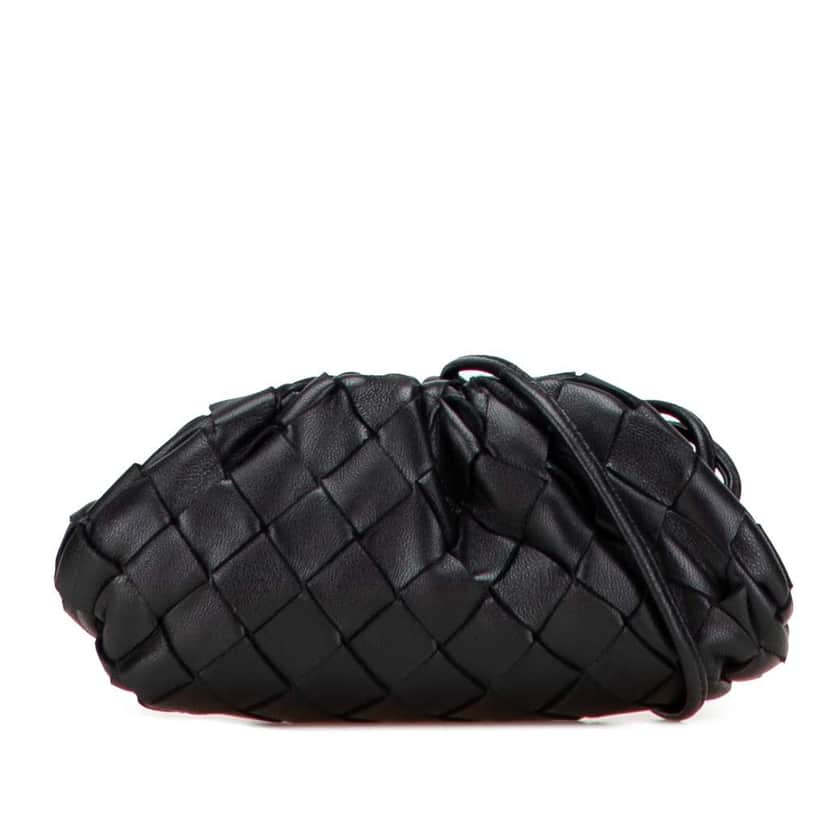 Bottega Veneta Nappa Intrecciato The Extra Mini Pouch Crossbody Black Leather Good condition - Front View
