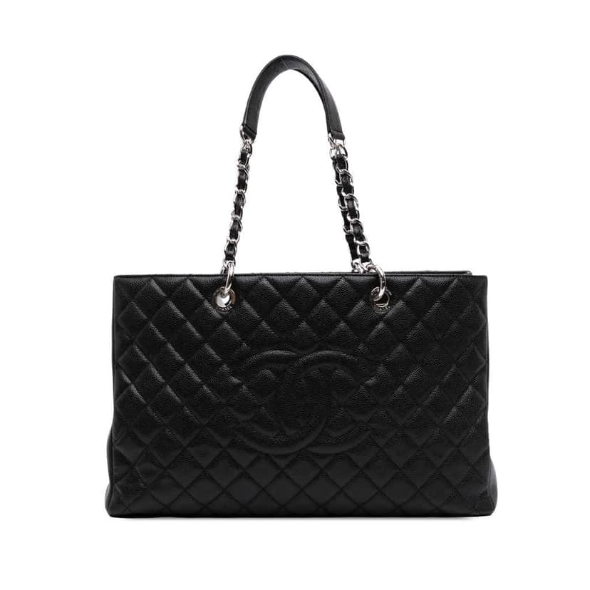 Chanel Caviar Grand Shopping Tote XL Black Leather Good condition - Front View