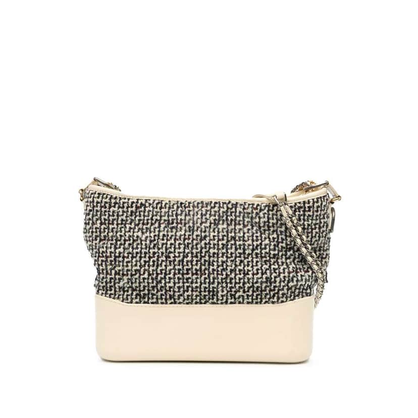 Chanel Medium Tweed and Lambskin Gabrielle Crossbody Blue Tweed Very good condition - Front View