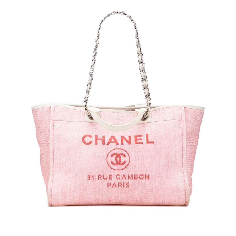 Chanel Medium Canvas Deauville Satchel Pink Canvas Good condition - Front View