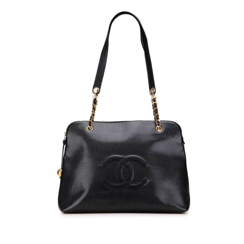 Chanel CC Caviar Chain Tote Black Leather Good condition - Front View