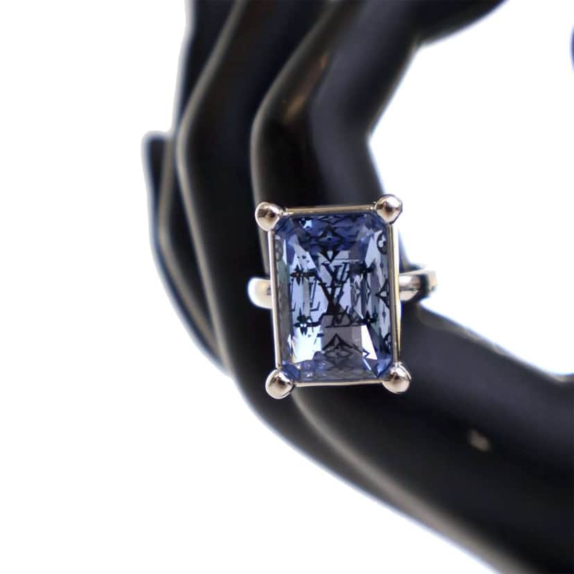 Louis Vuitton Monogram Crystal Ring Silver Brass Good condition - Front View
