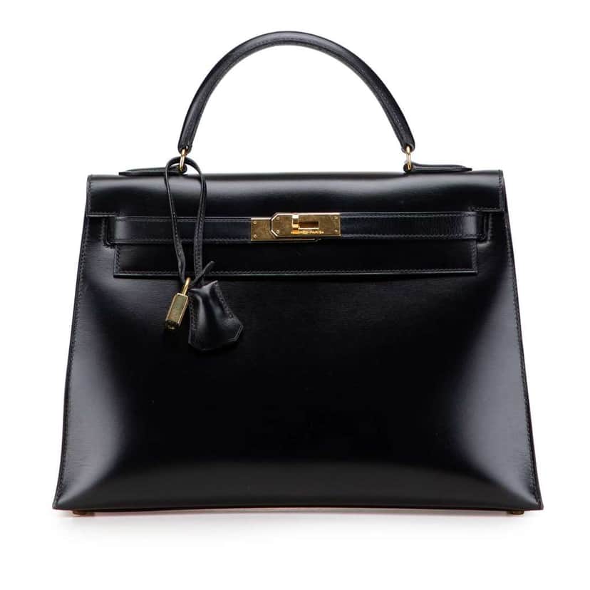 Hermès Box Calf Kelly Sellier 32 Black Leather Good condition - Front View
