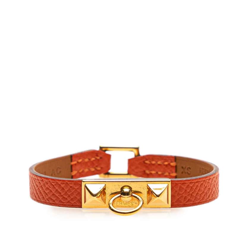 Hermès Epsom Rivale Mini Bracelet Orange Leather Good condition - Front View