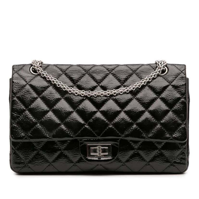 Chanel Reissue 2.55 Patent Double Flap 226 Black Leather Good condition - Front View