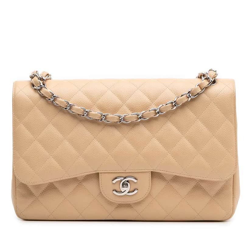 Chanel Jumbo Classic Caviar Double Flap Brown Leather Good condition - Front View