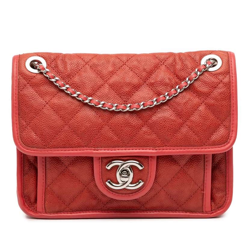 Chanel Small Caviar French Riviera Flap Red Leather Very good condition - Front View