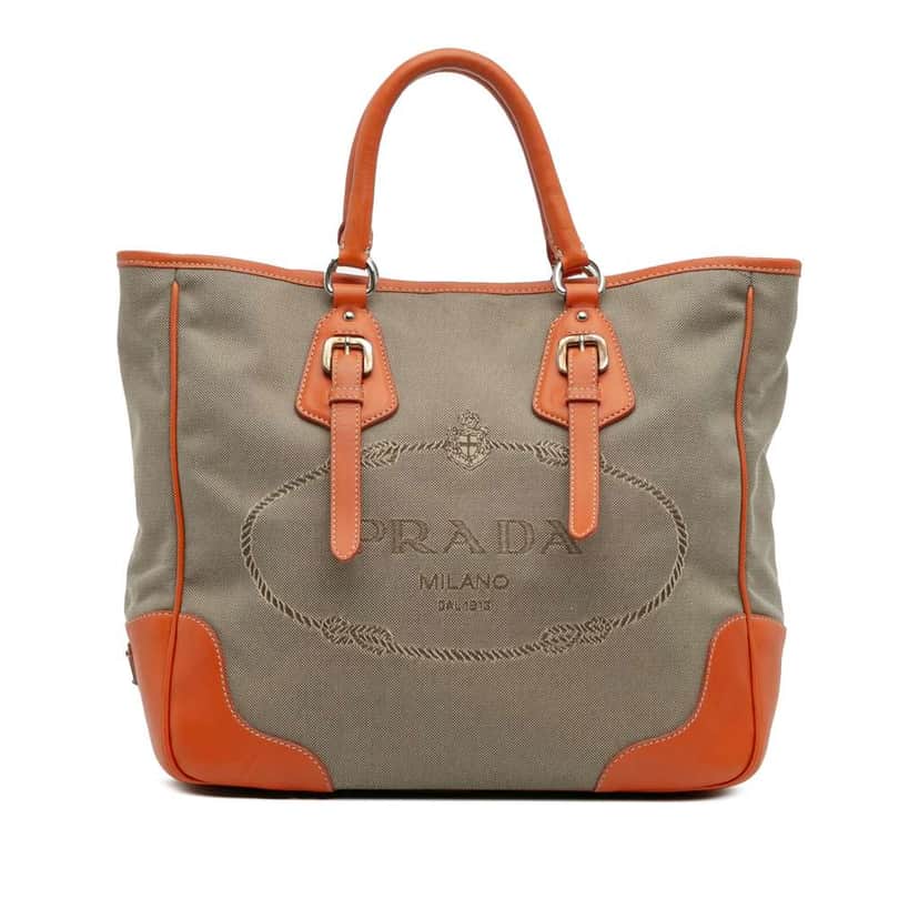 Prada Canvas Canapa Logo Convertible Tote Brown Canvas Good condition - Front View