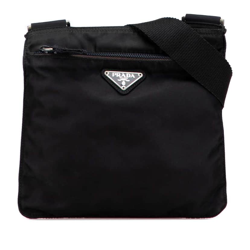 Prada Tessuto Zip Top Crossbody Black Good condition - Front View