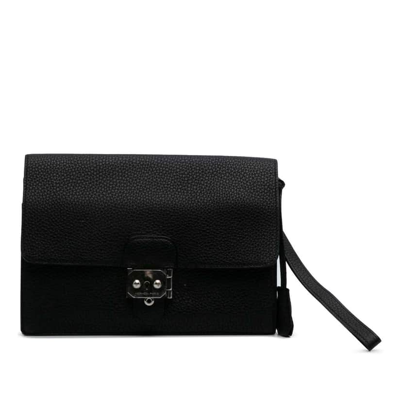 Hermès Togo Jet Pochette Clutch Black Leather Good condition - Front View