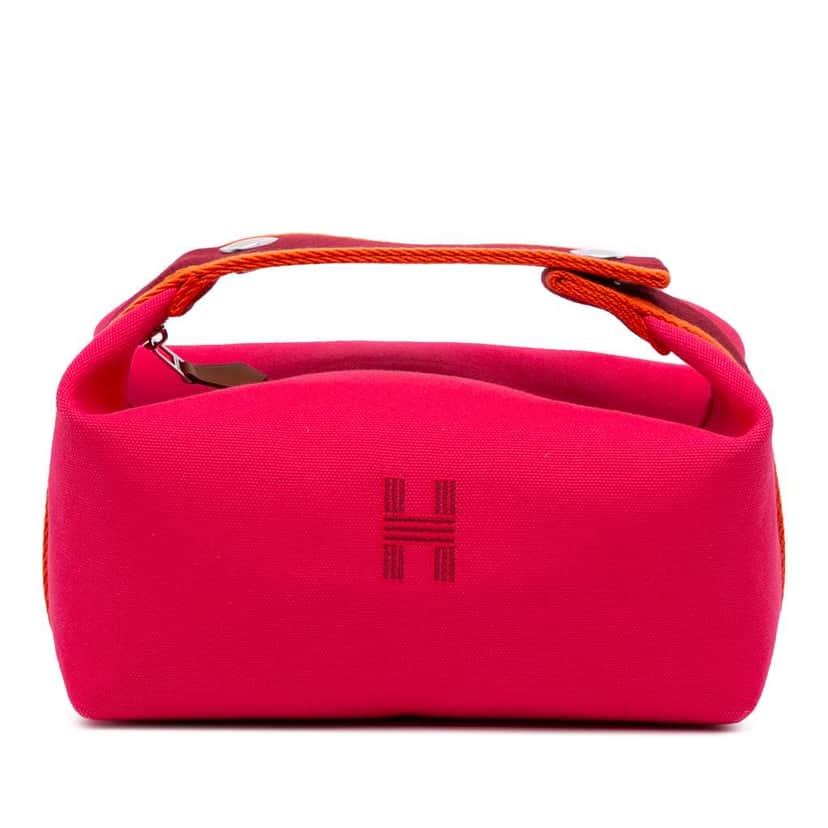Hermès Small Canvas Bride A Brac Case Pink Canvas Good condition - Front View
